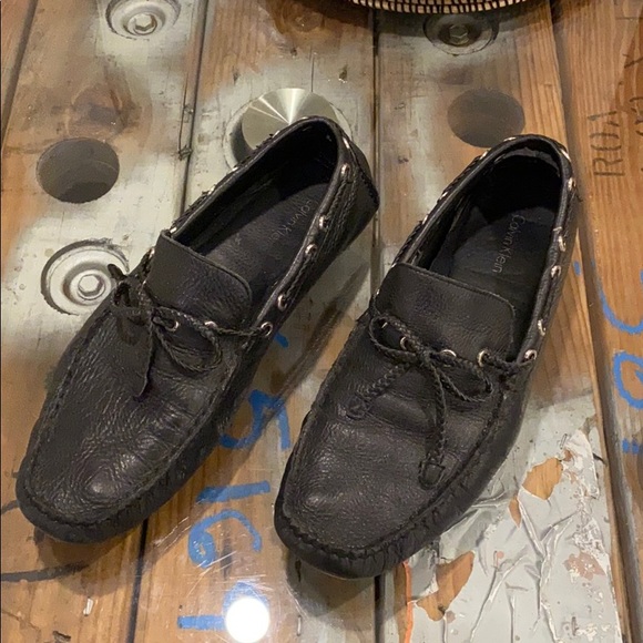 CALVIN KLEIN mens black leather loafers - Picture 2 of 6